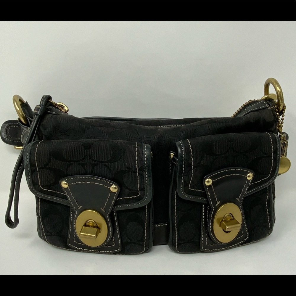 COACH Legacy Turnlock Shoulder Bag with Pockets.